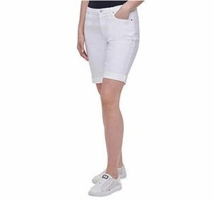 DKNY Jeans Women's Denim Bermuda Short | White | Sz-14